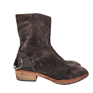 Free People Brown Suede Leather Vienna Midcalf Boots Block Heel Women’s EU39